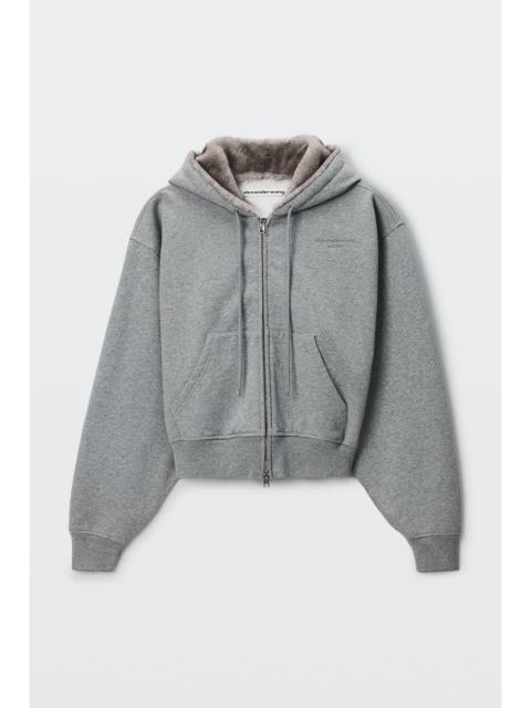 Alexander Wang faux fur hood zip-up hoodie