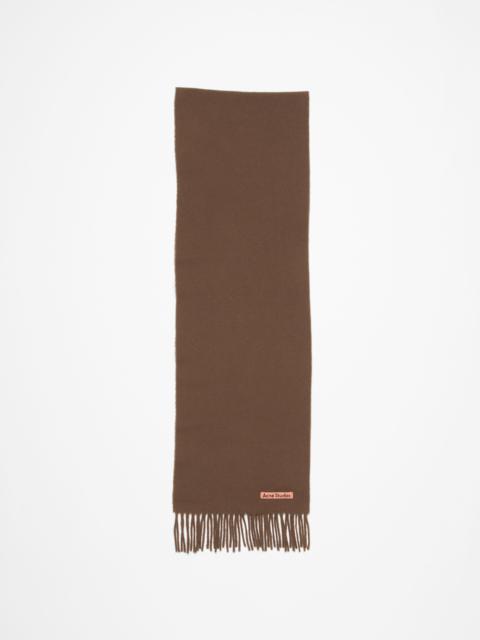 Fringe wool scarf - skinny - Chocolate brown
