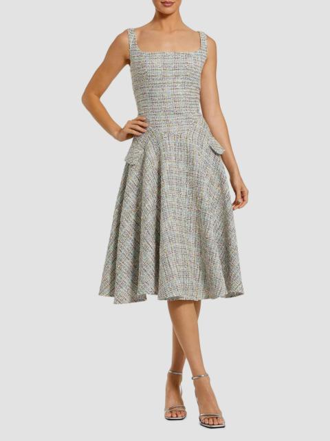 MAC DUGGAL Women's Checked Tweed Midi-Dress - Pastel Multi