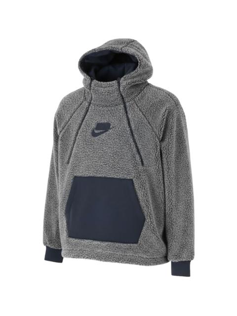 Nike Sportswear Sherpa Pullover Hoodie WMNS "Atmosphere Grey / Dark Obsidian" AJ7284 027