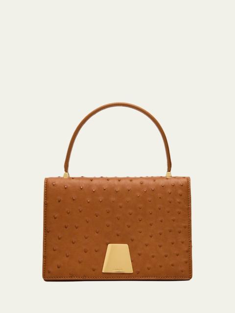 AKRIS Alice Small Ostrich Leather Top-Handle Bag