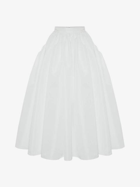 Alexander McQueen Gathered Midi Skirt in Optical White