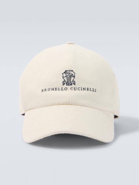 Brunello Cucinelli Logo silk, linen, and wool baseball cap