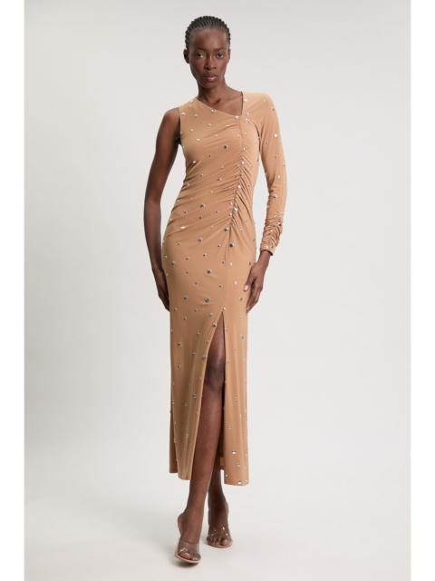 KAREN MILLEN Premium Slinky Crepe Embellished Cut Out Maxi Dress