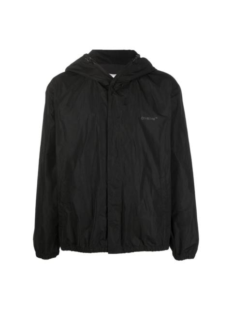 Off-White Men's Off-White FW22 Back Classic Logo Printing Hooded Jacket Ordinary Version Black OMEB035C99FAB00