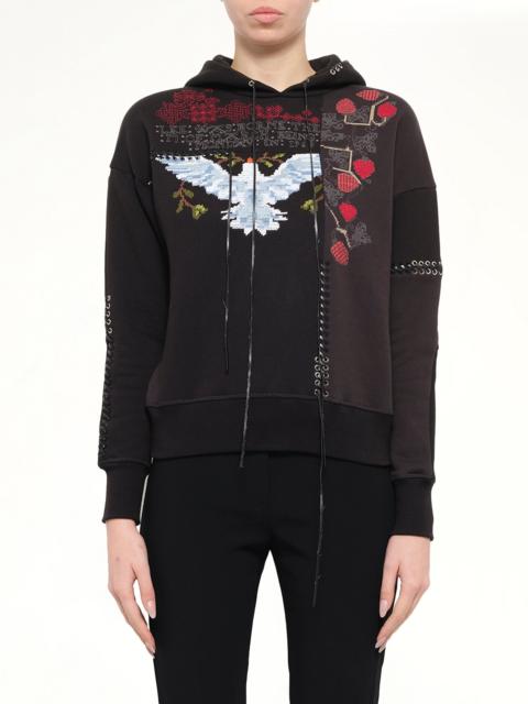 Alexander McQueen Bird Embroidered Hoodie in Black