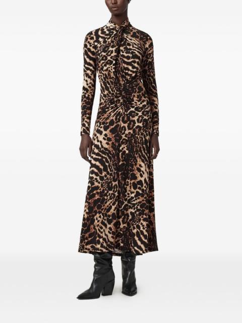 ALLSAINTS Mina A-line leopard midi dress