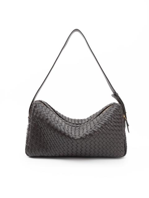 Elleme Trousse Large Woven Leather Dark Brown