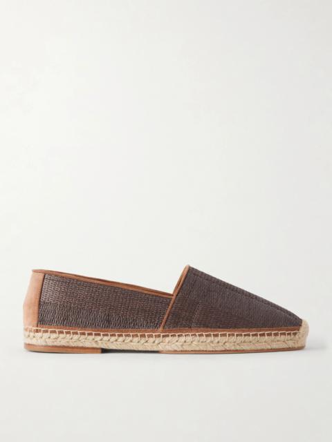 Brunello Cucinelli Leather-Trimmed Woven Raffia Espadrilles