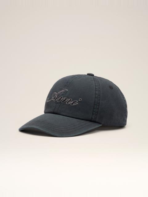 AMI Paris BLACK COTTON CAP WITH AMI PARIS EMBOIRERY
