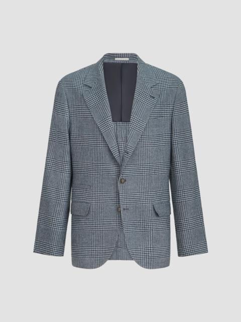 Brunello Cucinelli Men's Comfort Wool and Cashmere Prince of Wales Flannel Deconstructed Blazer - Cerulean