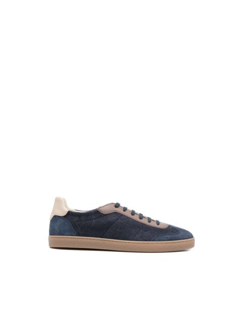 Brunello Cucinelli cotton knit, suede and matte calfskin sneakers