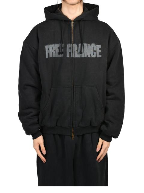 VETEMENTS PUFFED ZIP-UP HOODIE FREE FRANCE / WASHED BLK