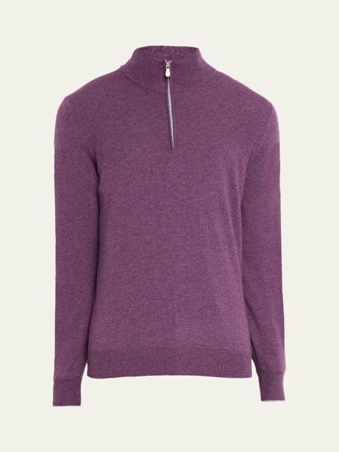 Brunello Cucinelli 남자의 캐시미어 Quarter-Zip 스웨터