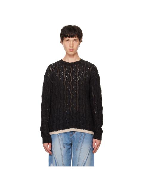 Andersson Bell Black Two-Tone Wave Sweater