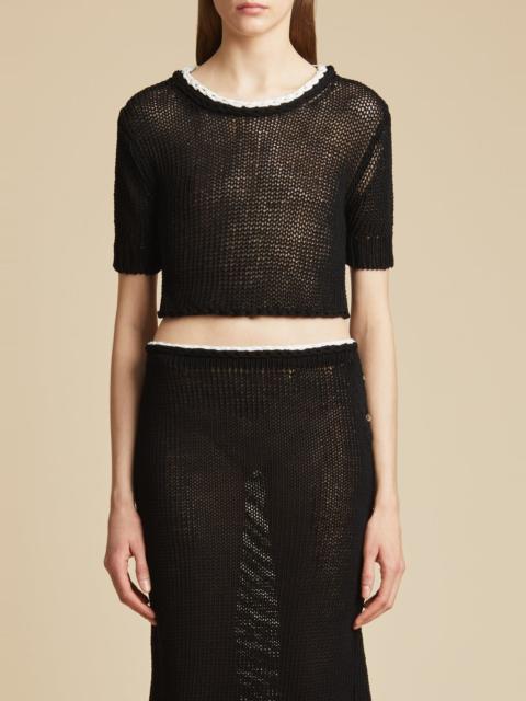 KHAITE The Oliver Knit Top in Black and Ivory