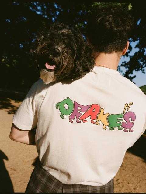 Drake's Antique White 'Caterpillar' Print Short-Sleeve Hiking T-Shirt