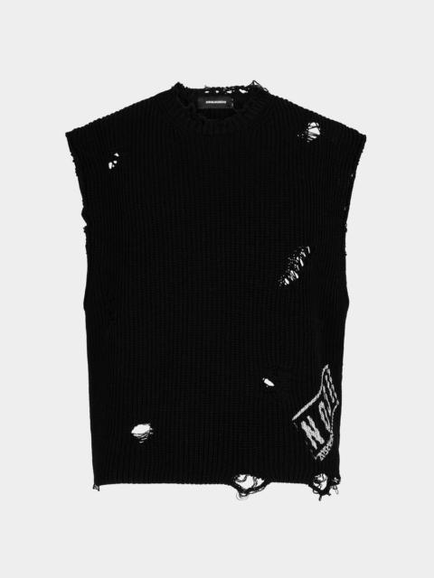 DSQUARED2 ICON KNIT SLEEVELESS PULLOVER