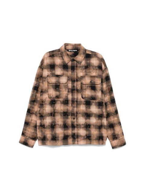 logo-print checked shirt