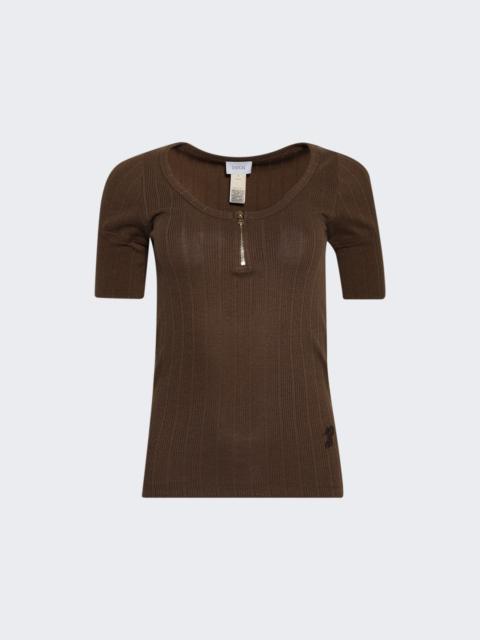 PATOU Zipped T-shirt Mocha
