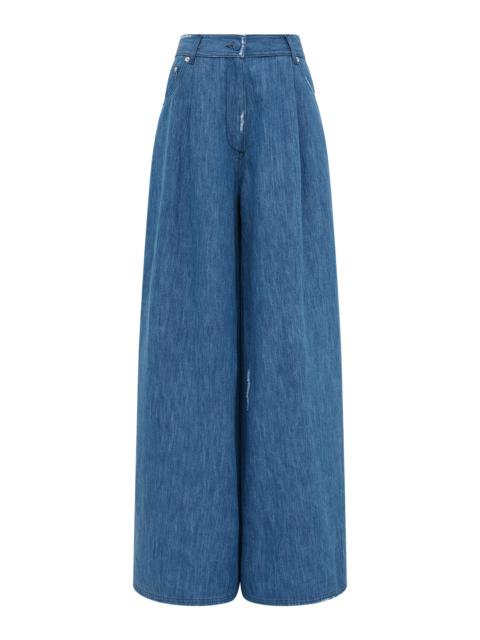GABRIELA HEARST Brenn Wide-Leg Jean in Medium Blue Recycled Cotton Linen Denim
