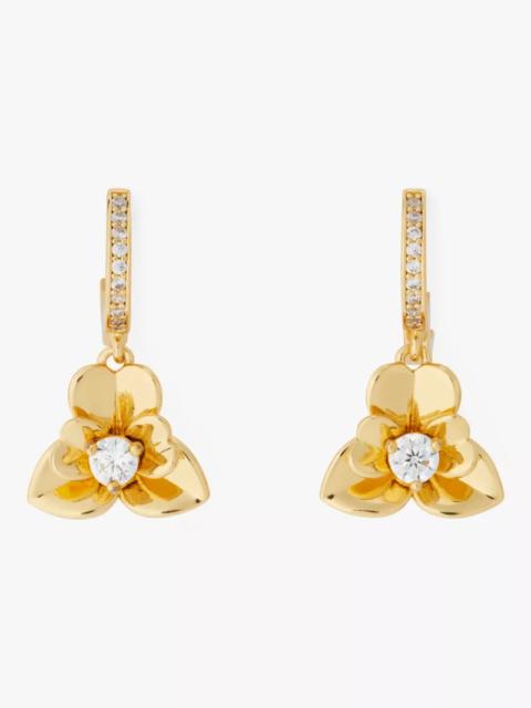 kate spade Precious Pansy Pavé Drop Huggies