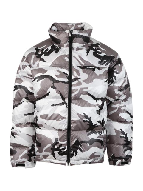 VETEMENTS Logo Camo Puffer Jacket White Grey And Black