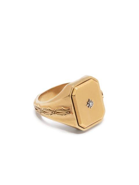 diamantÃ©-embellished signet ring