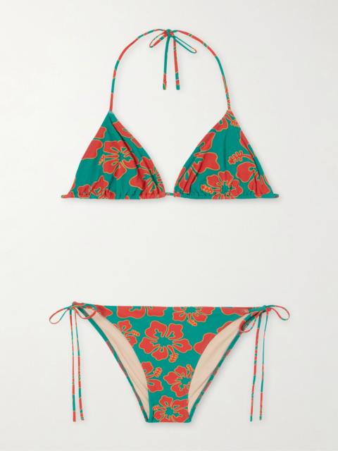 Lido Venti printed triangle halterneck bikini Jade