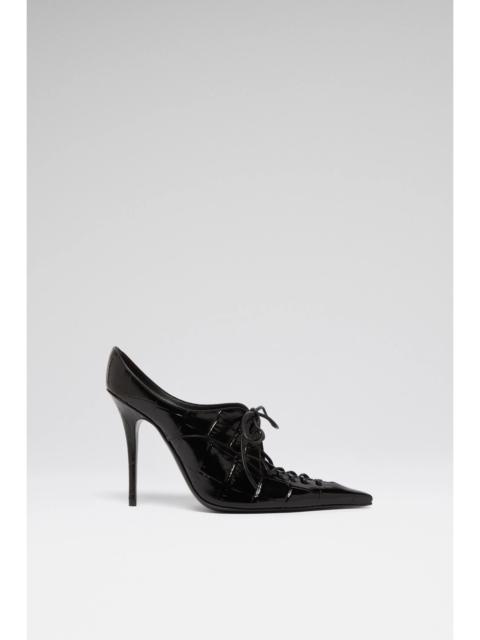 Amina Muaddi KIM MULE 105 BLACK PRINTED CROC