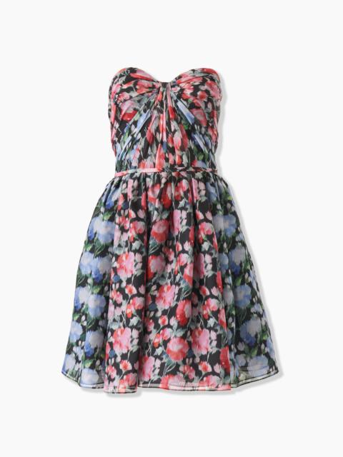 CAROLINA HERRERA Color-Blocked Peony-Print Mini Dress