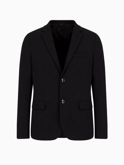 Stitched-jersey single-breasted jacket