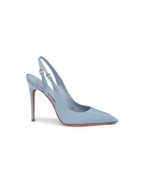 Women's light blue patent leather high-heel slingback