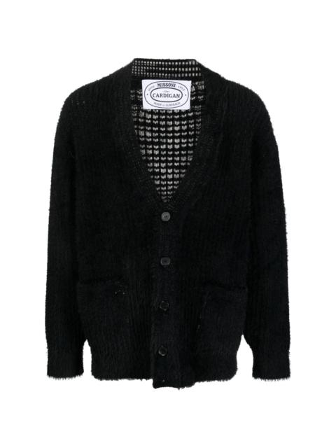 brushed V-neck cardigan