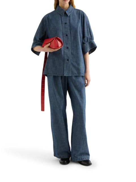 Jil Sander WIDE LEG TROUSERS IN LIGHTWEIGHT COTTON CHAMBRAY