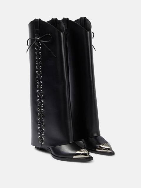 Shark Lock Cowboy leather knee-high boots
