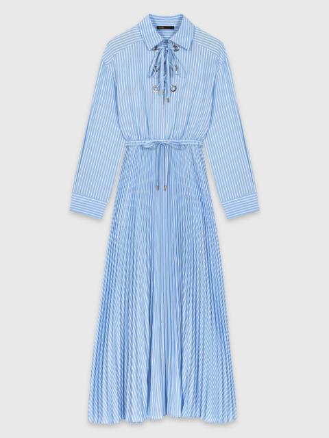 maje Long pleated dress with eyelets