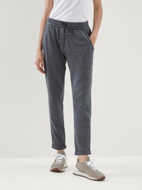Brunello Cucinelli Cotton and silk interlock trousers with shiny pocket detail