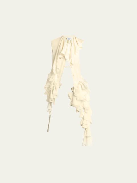 Alexander McQueen Backless Ruffle Silk Gown