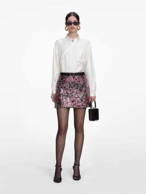 self-portrait Floral Sequin Mini Skirt