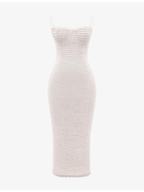 House of CB Elinor frill-lace crochet-knit midi dress