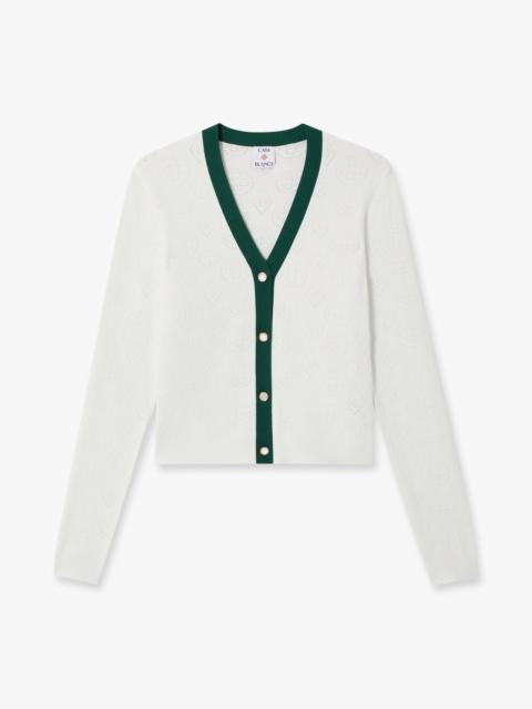 CASABLANCA White Pointelle Monogram Cardigan