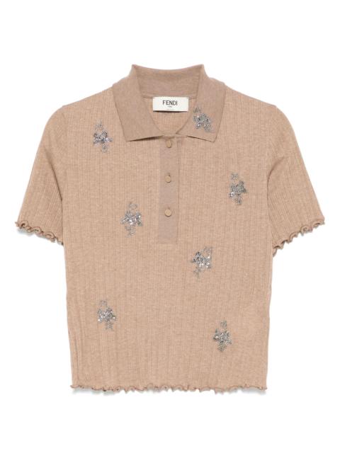 FENDI Short-sleeve Cropped Polo Top