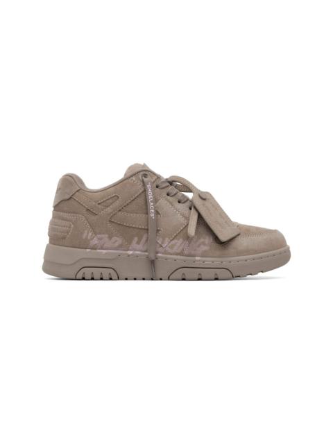 Off-White Taupe Out Of Office "For Walking" Suede Sneakers