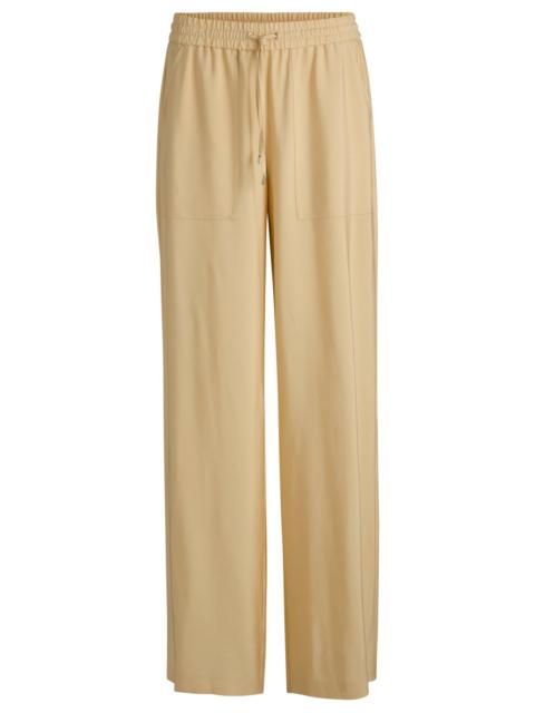 BOSS WIDE-LEG DRAWCORD TROUSERS IN SOFT TWILL