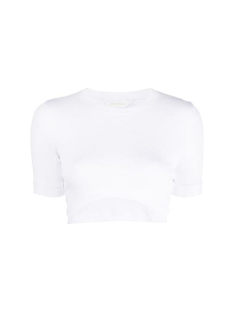 Palm Angels logo-patch cropped T-shirt