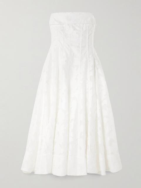SIMKHAI Imogen Strapless Fil Coupé Jacquard Midi Dress