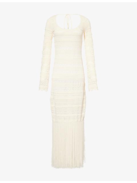 DEVON WINDSOR Uma Fringe-Hem Knitted Maxi Dress