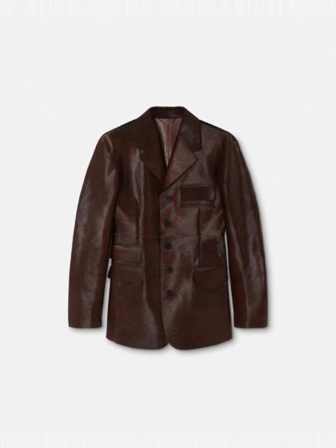 VERSACE Pony-Effect Leather Jacket