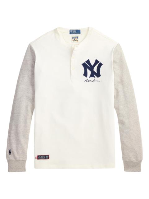 Polo Ralph Lauren Men's New York Yankees Henley - Deckwash White Brooklyn Heather